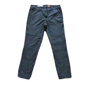 Anthropologie Grey Chinos with Floral Embroidered Detail Straight Leg Pants